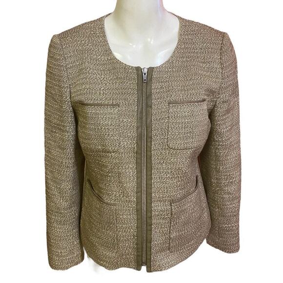 Ann Taylor Zip-Up Tweed Blazer with Pockets Size 8 - Picture 1 of 8